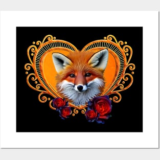 Wonderful head of a fox with heart Posters and Art